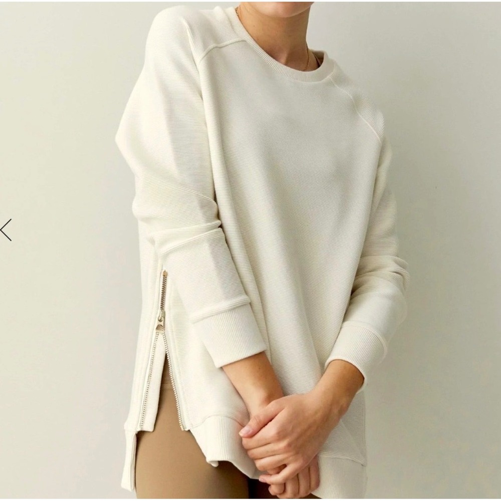 Varley Manning Sweatshirt in Eggnog Ottoman Rib Size Medium Athleisure Casual